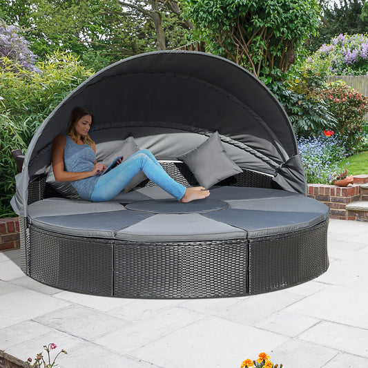 outsunny-4-pieces-pe-rattan-garden-daybed-set-outdoor-wicker-cushioned-round-sofa-bed-conversation-furniture-with-coffee-table-canopy-black