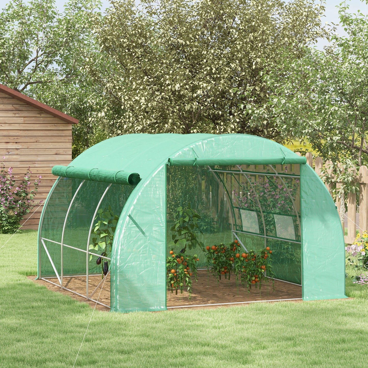 outsunny-polytunnel-greenhouse-walk-in-grow-house-tent-with-roll-up-sidewalls-zipped-door-and-6-windows-3x3x2m-green