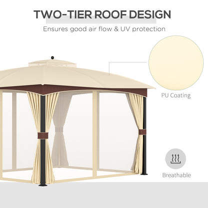 outsunny-4-x-3m-patio-gazebo-garden-canopy-shelter-with-double-tier-roof-removable-netting-and-curtains-for-lawn-poolside-khaki