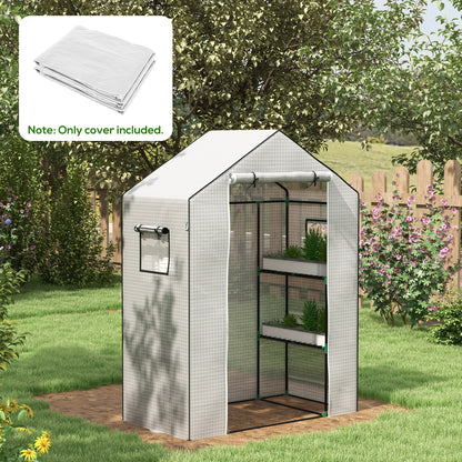 outsunny-greenhouse-cover-replacement-walk-in-pe-hot-house-cover-with-roll-up-door-and-windows-140-x-73-x-190cm-white