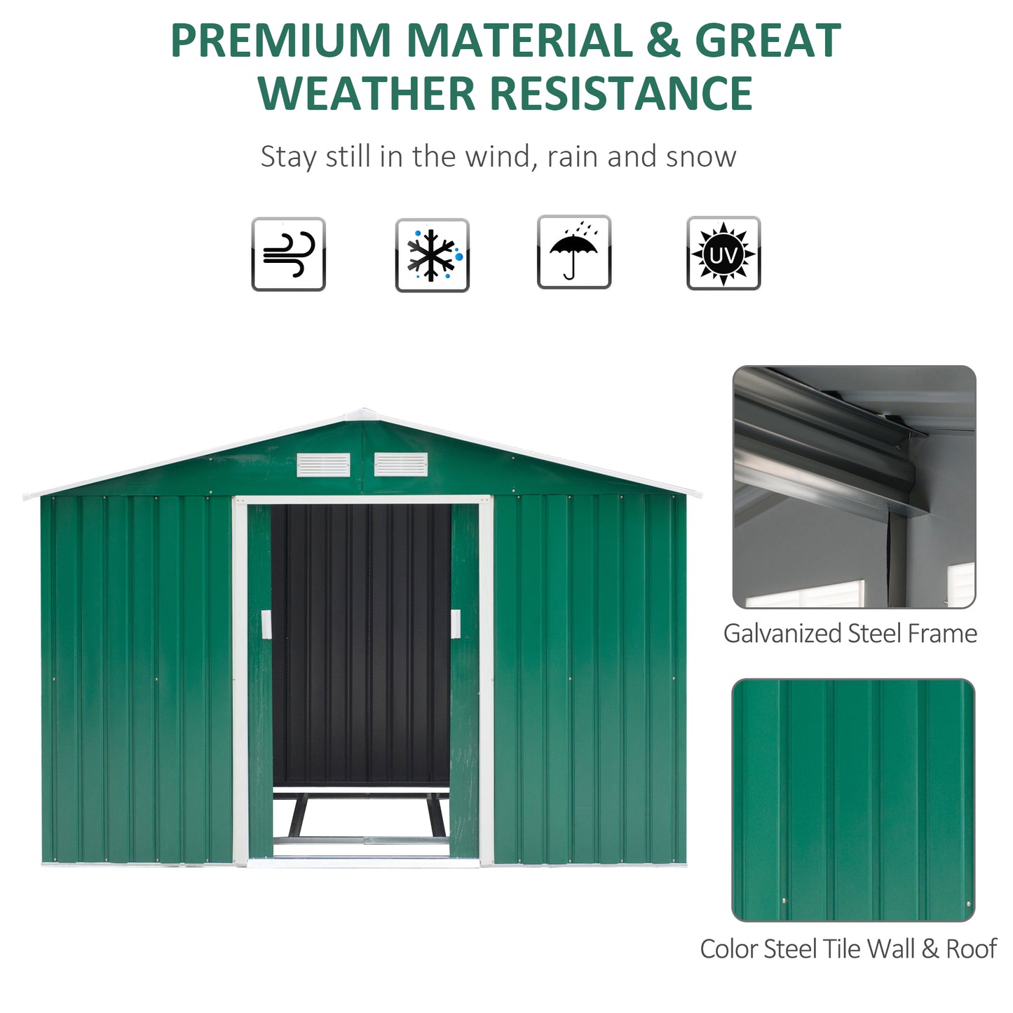 outsunny-lockable-garden-shed-large-patio-tool-metal-storage-building-foundation-sheds-box-outdoor-furniture-9-x-6-ft-green