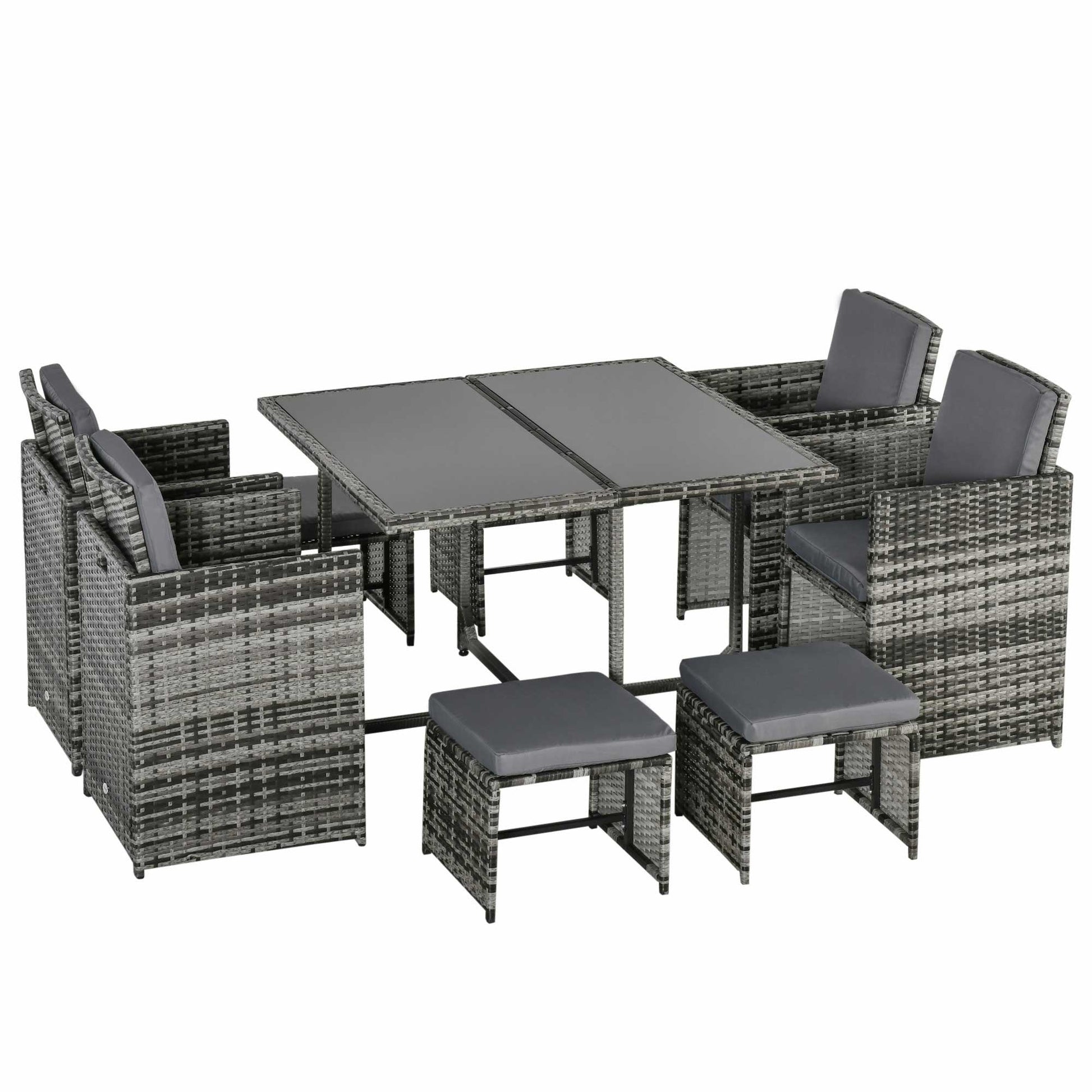 outsunny-9pc-rattan-garden-furniture-outdoor-patio-dining-table-set-weave-wicker-8-seater-stool-mixed-grey