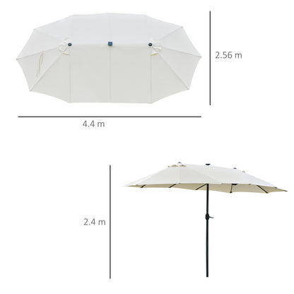 outsunny-4-4m-double-sided-sun-umbrella-garden-parasol-patio-sun-shade-outdoor-with-led-solar-light-cream-white