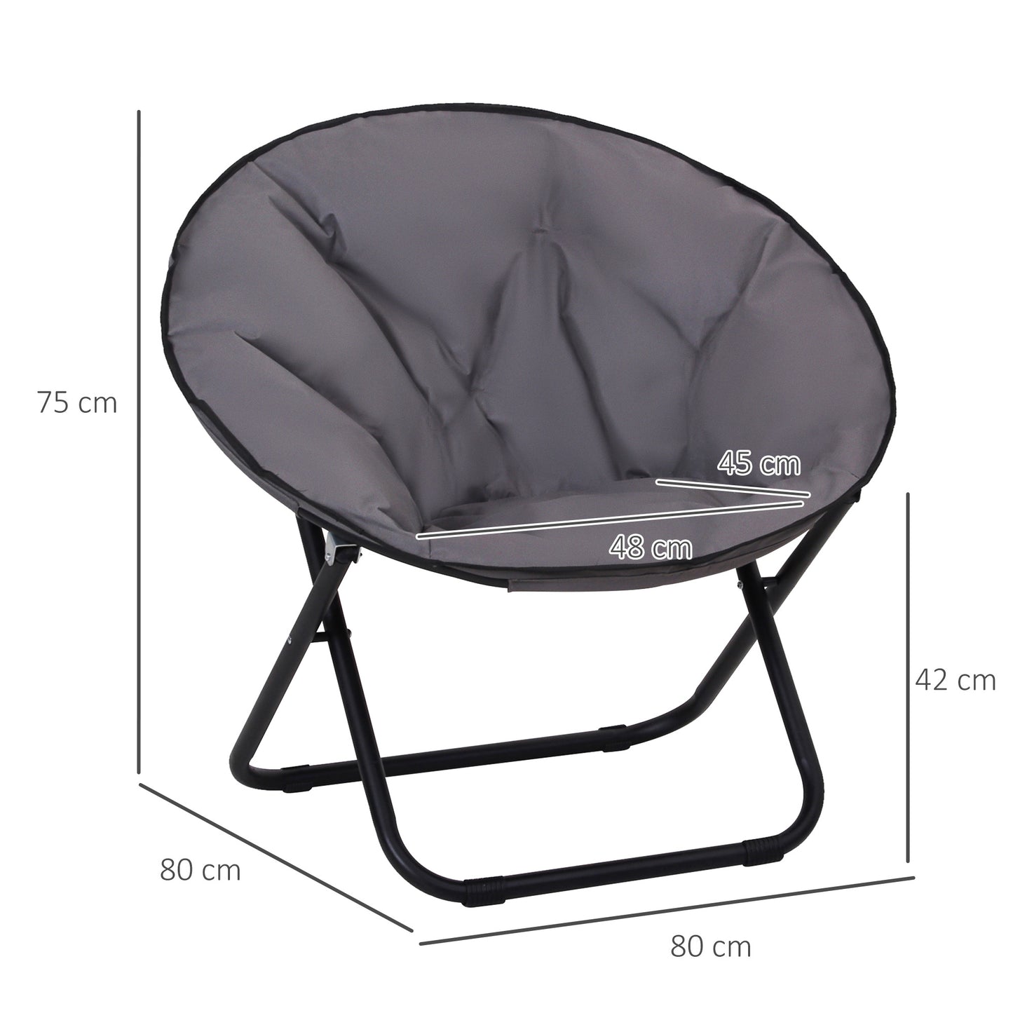 outsunny-garden-folding-portable-padded-saucer-moon-chair-padded-round-outdoor-camping-travel-fishing-seat-grey