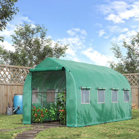 outsunny-galvanised-frame-polytunnel-greenhouse-with-windows-and-door-for-garden-backyard-4-x-2m