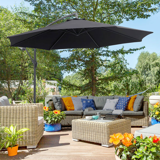 outsunny-3m-garden-cantilever-parasol-patio-banana-hanging-umbrella-sun-shade-with-crank-tilt-8-ribs-and-cross-base-black