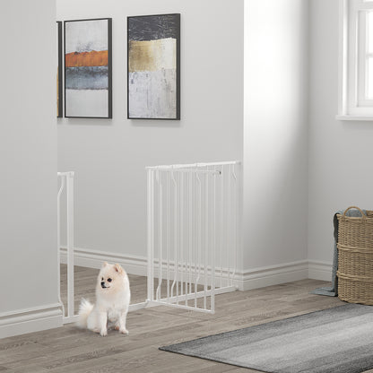 PawHut Dog Gate Extra Wide Stairway Gate for Pet with Door, 76H x 75-145Wcm, White