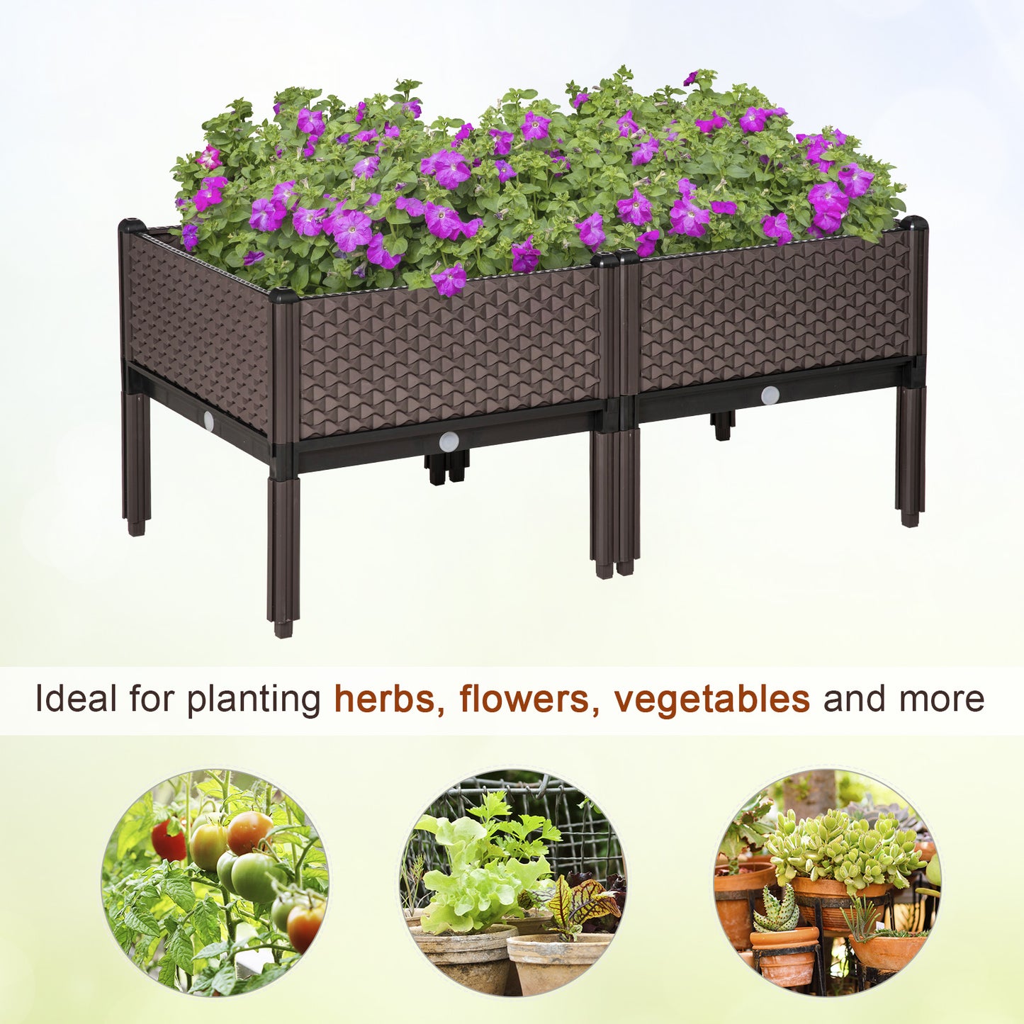 outsunny-50cm-x-50cm-x-46-5cm-set-of-2-garden-raised-bed-elevated-planter-box-flower-vegetables-planting-container-with-self-watering-design