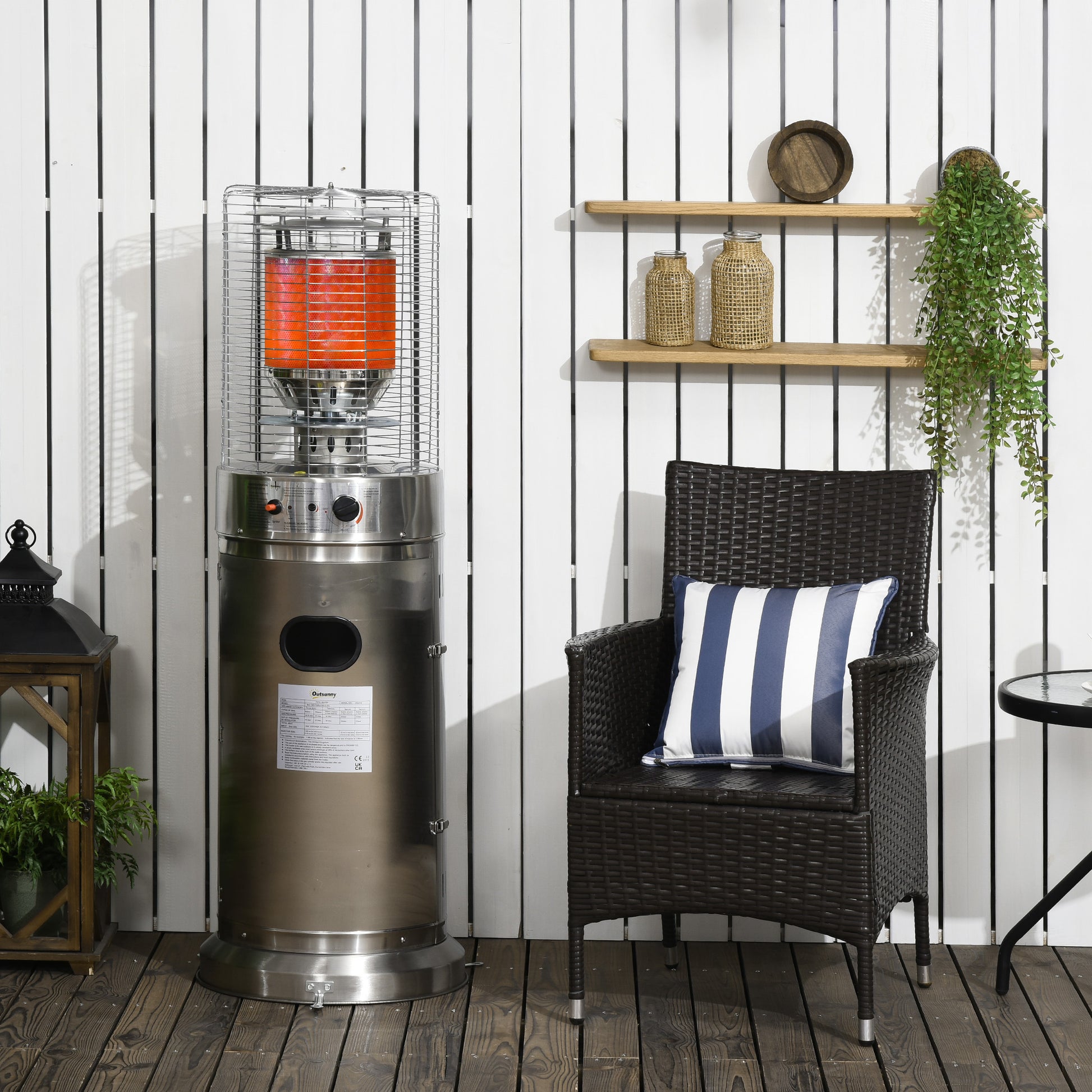 outsunny-10kw-outdoor-gas-patio-heater-terrace-freestanding-bullet-style-heater-with-wheels-dust-cover-regulator-and-hose-46-x-46-x-137-silver