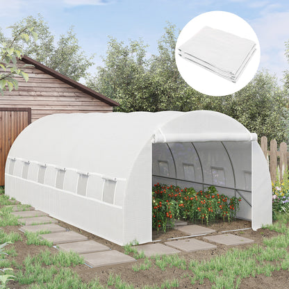 outsunny-greenhouse-replacement-cover-only-winter-garden-plant-pe-cover-with-roll-up-windows-door-6-x-3-x-2m-white