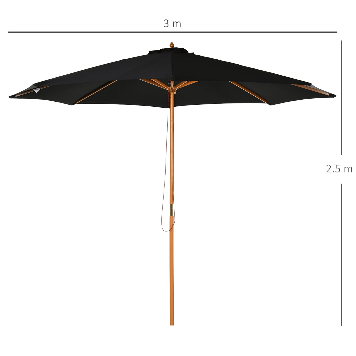 outsunny-3m-bamboo-wooden-market-patio-umbrella-garden-parasol-outdoor-sunshade-canopy-8-ribs-black