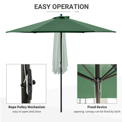 outsunny-2-8m-patio-parasols-umbrellas-outdoor-6-ribs-sunshade-canopy-manual-push-garden-backyard-furniture-green