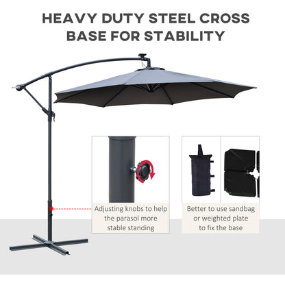 outsunny-3m-led-banana-parasol-garden-cantilever-umbrella-with-solar-lights-crank-handle-and-cross-base-hanging-sun-shade-grey