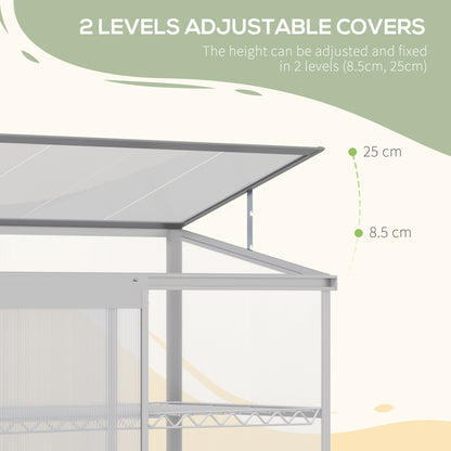 outsunny-3-tier-mini-greenhouse-garden-cold-frame-plant-growth-house-w-polycarbonate-panels-openable-roof-129-5-x-58-x-140-cm-silver