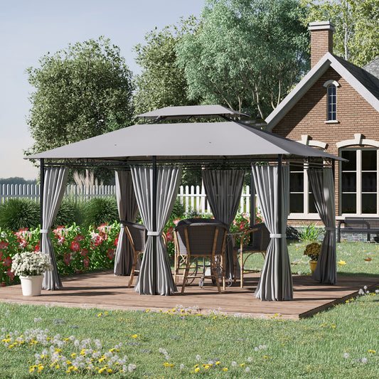 outsunny-4m-x-3m-metal-gazebo-canopy-party-tent-garden-pavillion-patio-shelter-pavilion-with-curtains-sidewalls-dark-grey