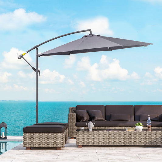 outsunny-3m-garden-banana-parasol-cantilever-umbrella-with-crank-handle-and-cross-base-8-ribs-for-outdoor-hanging-sun-shade-grey