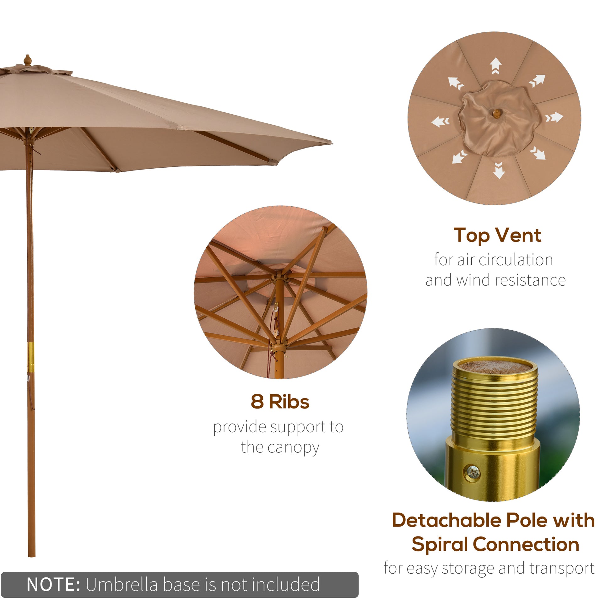 outsunny-3m-garden-umbrella-wooden-parasol-8-ribs-bamboo-sun-shade-patio-outdoor-umbrella-canopy-khaki