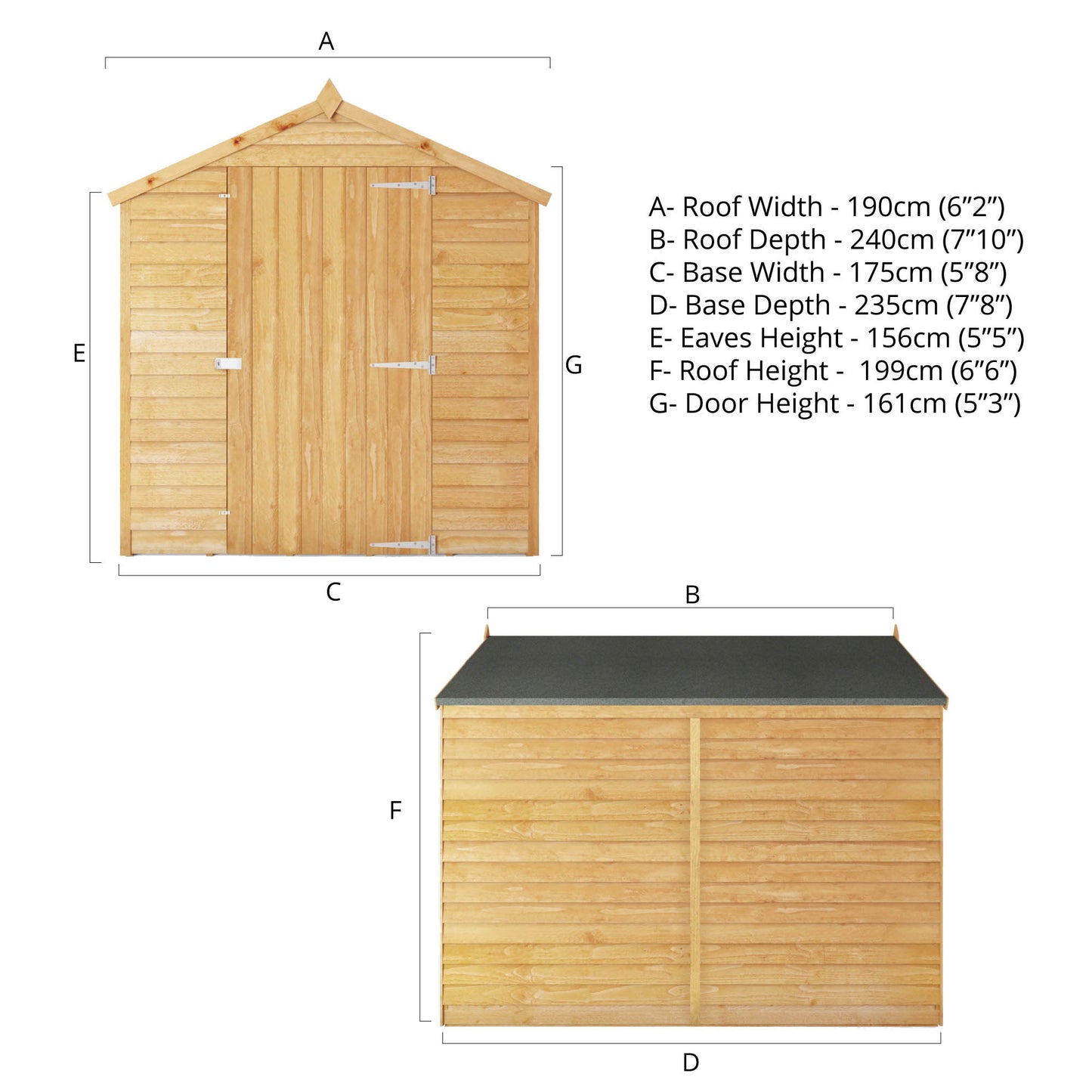 8 X 6 Overlap Apex - Single Door - Windowless