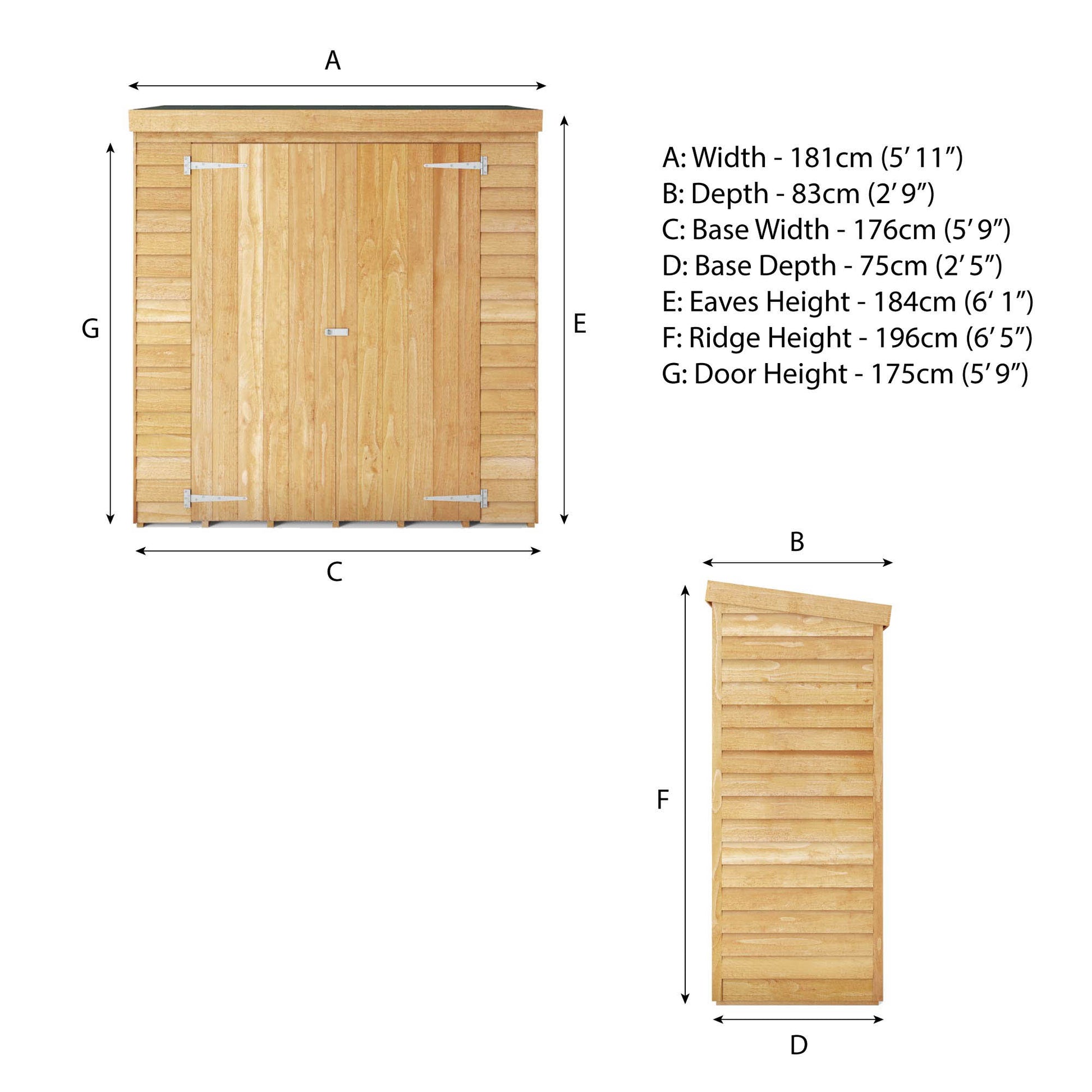 6 X 2'6 Overlap Pent Storage