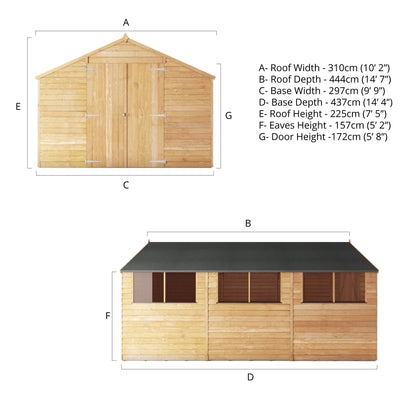 15 X 10 Overlap Apex Shed