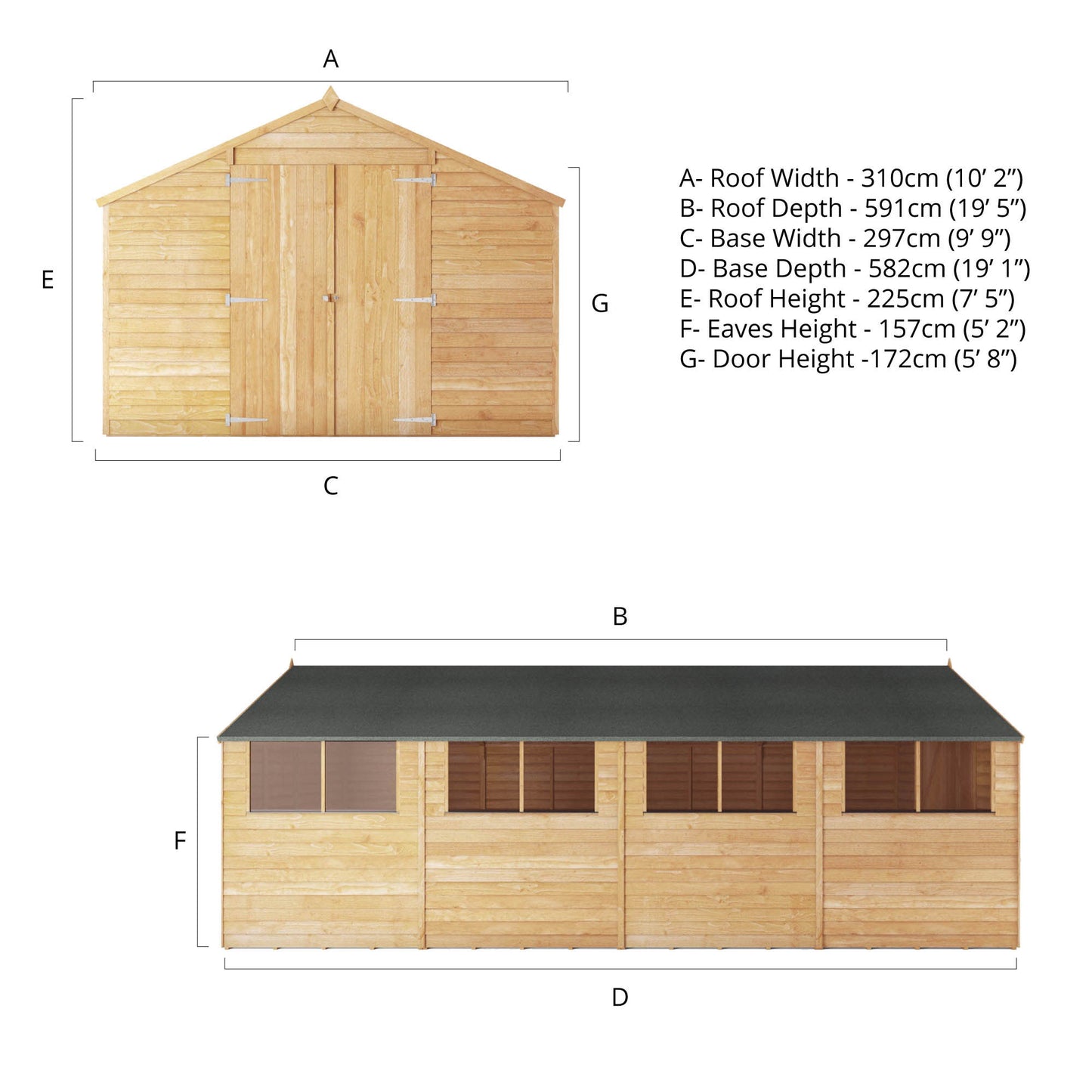 20 X 10 Overlap Apex Shed