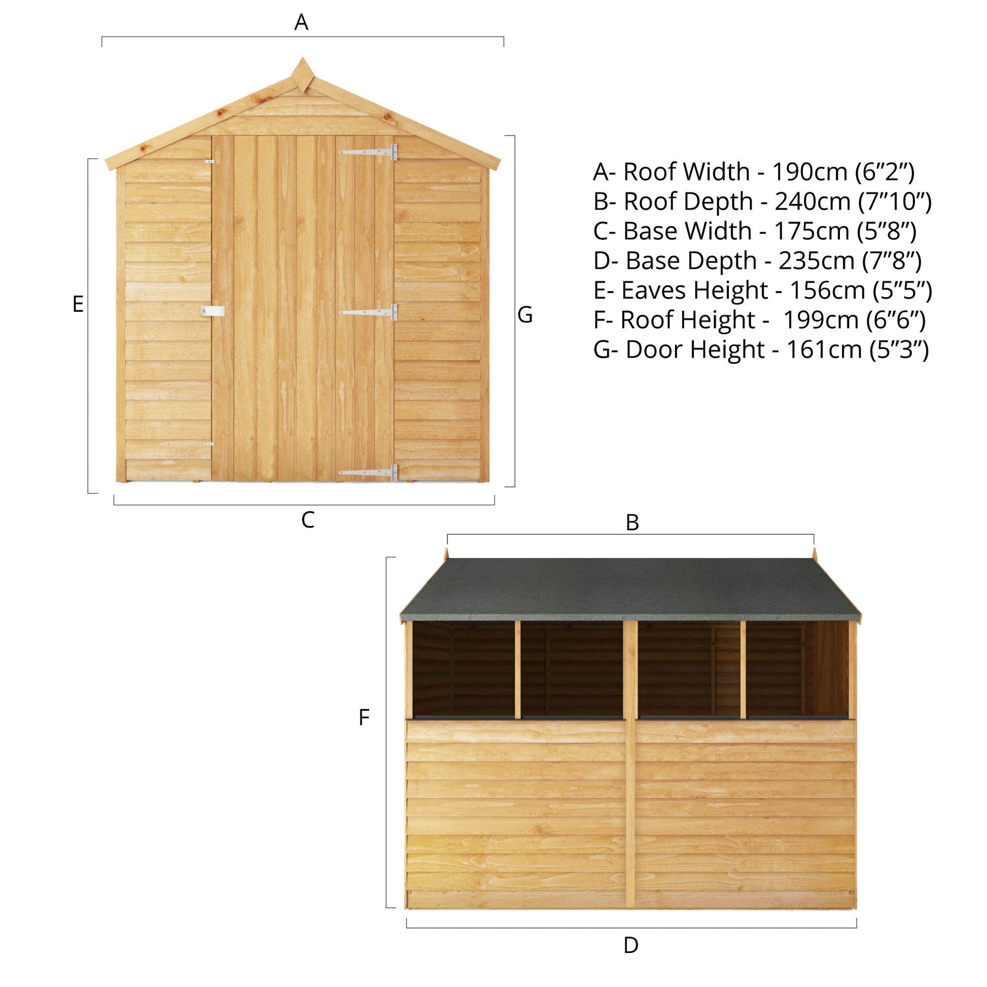 8 X 6 Overlap Apex - Single Door