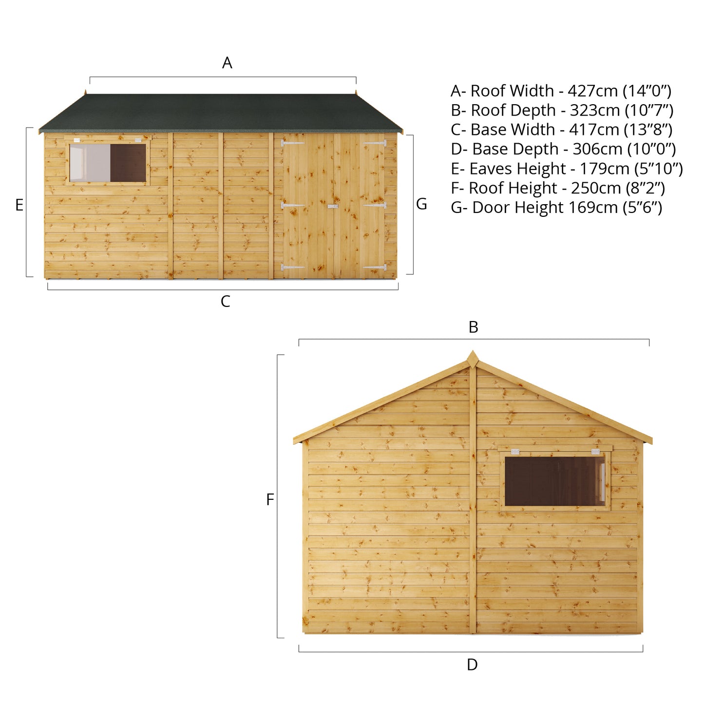 14 X 10 Premium Shiplap Reverse Apex Workshop