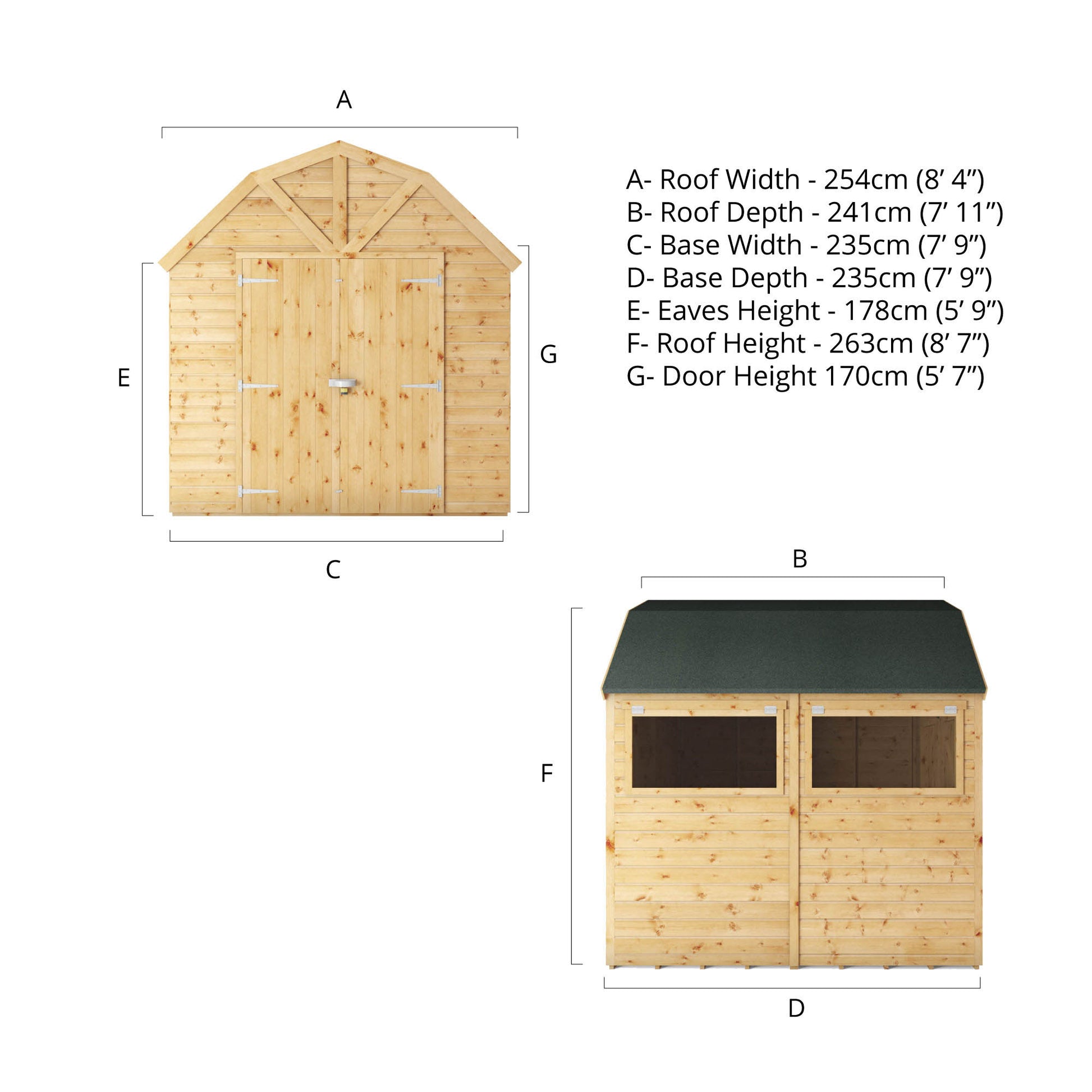 8 X 8 Premium Shiplap Dutch Barn