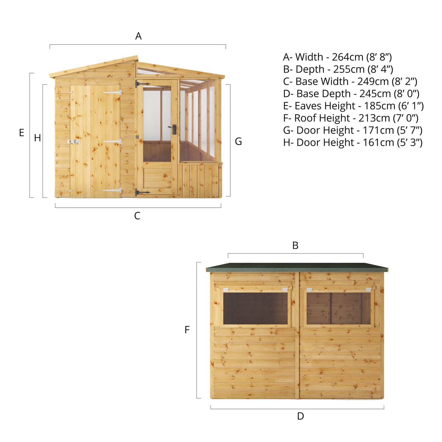 8 X 8 Premium Combi Greenhouse