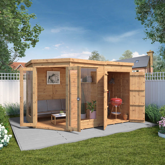 7 X 7 Corner Summerhouse With Side Shed