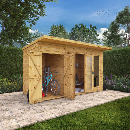 12 X 6 Maine Pent Summerhouse + Side Shed