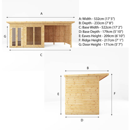 18 X 6 Maine Pent Summerhouse + Patio Area