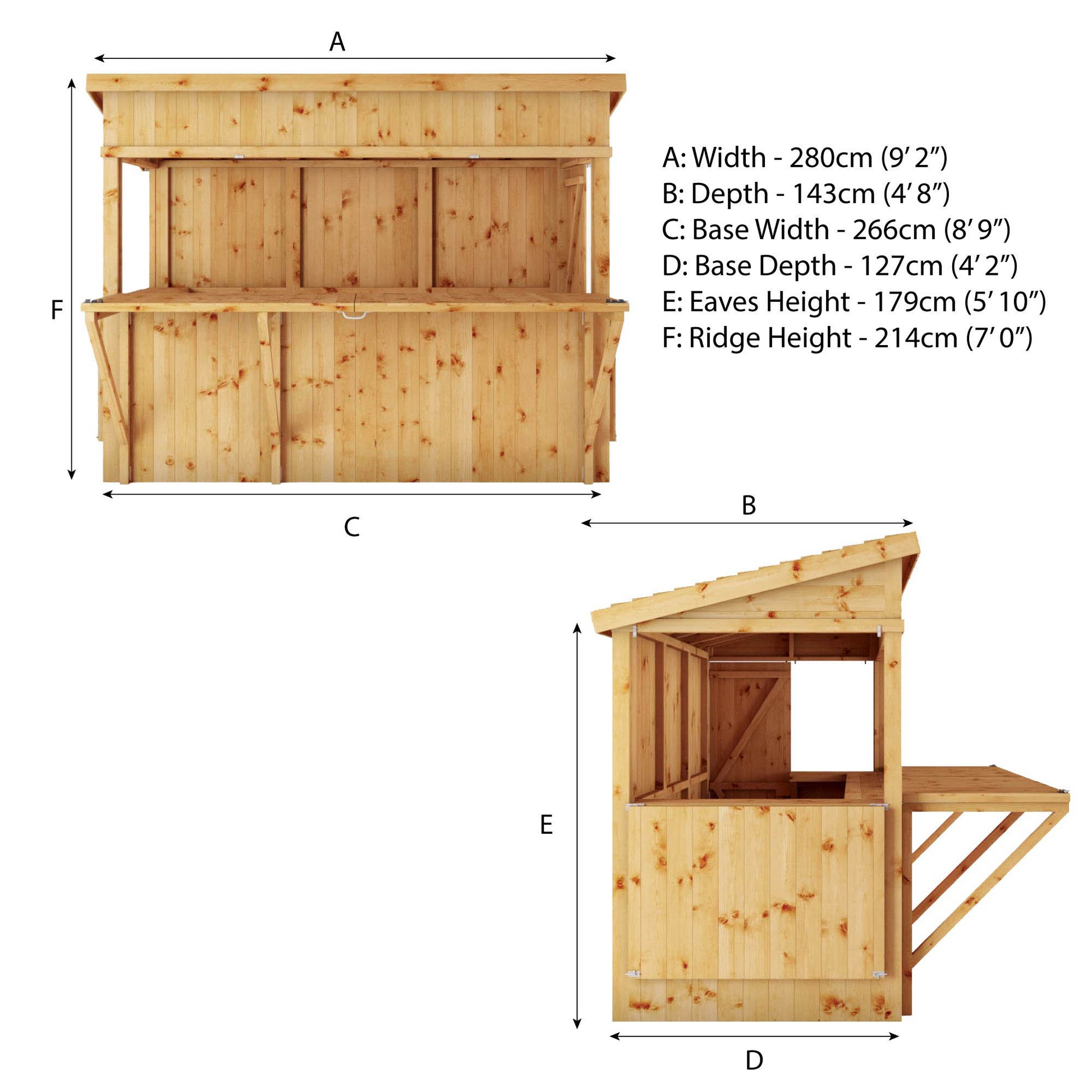 Premium Pressure Treated Garden Bar 9 X 4 + Shutters