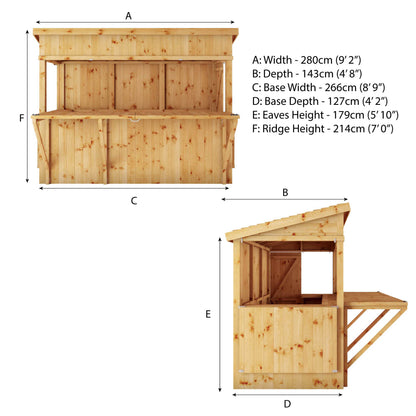 Premium Pressure Treated Garden Bar 9 X 4 + Shutters