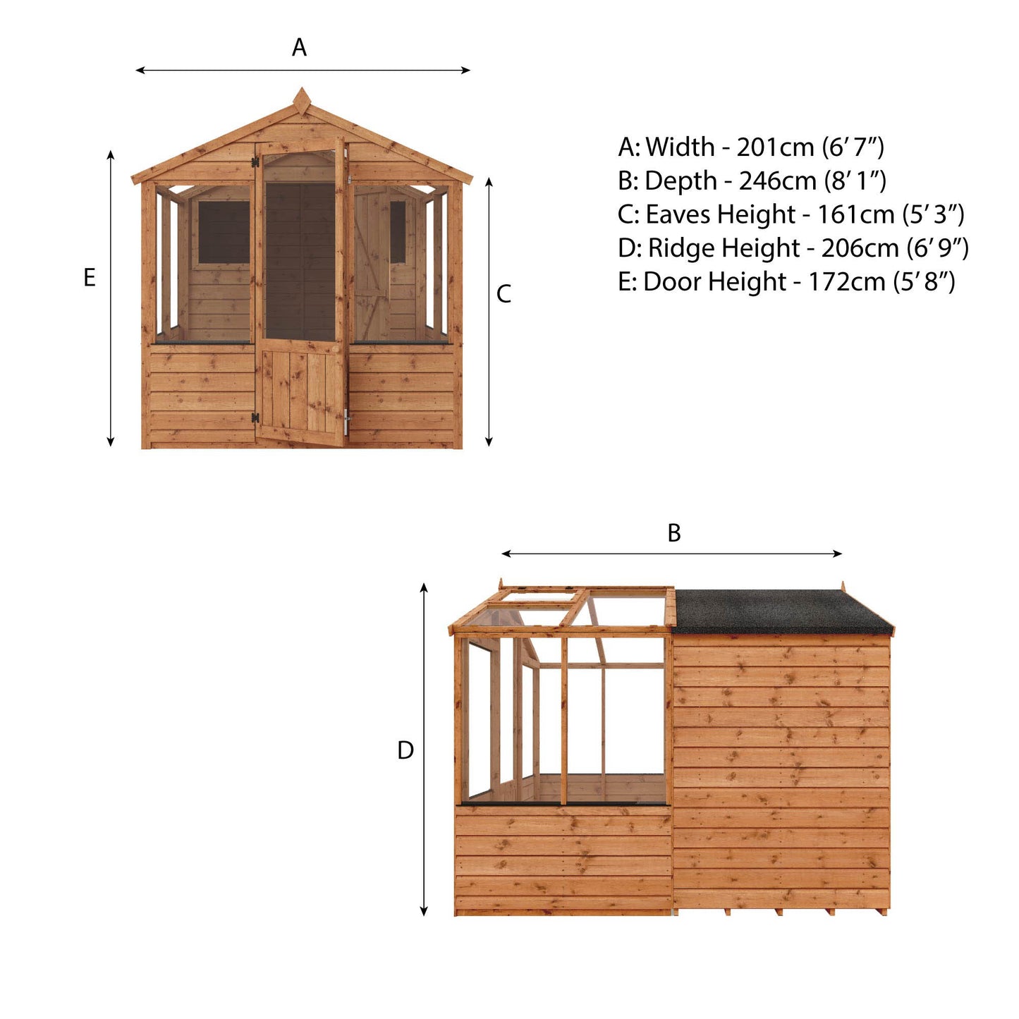 8 X 6 Traditional Apex Greenhouse Combi Shed