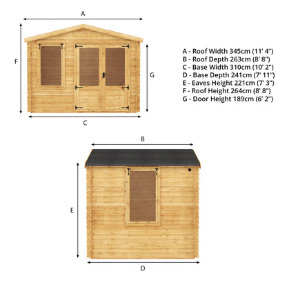 2.6M X 3.3M Log Cabin - 19Mm