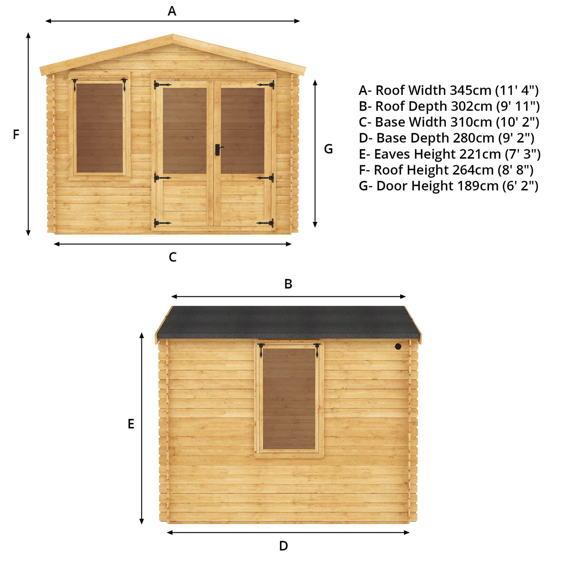 3.3M X 3.0M Log Cabin - 19Mm