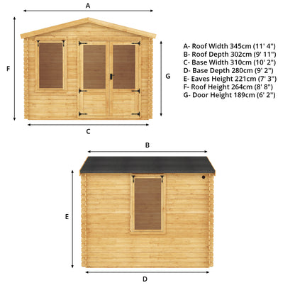 3.3M X 3.0M Log Cabin - 19Mm