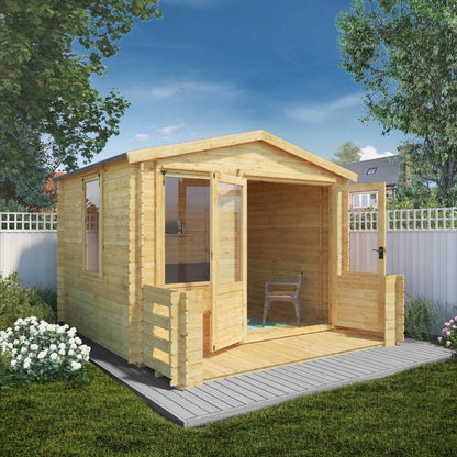 3.3M X 3.7M Log Cabin With Veranda - 19Mm