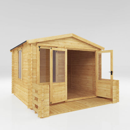 3.3M X 3.7M Log Cabin With Veranda - 19Mm