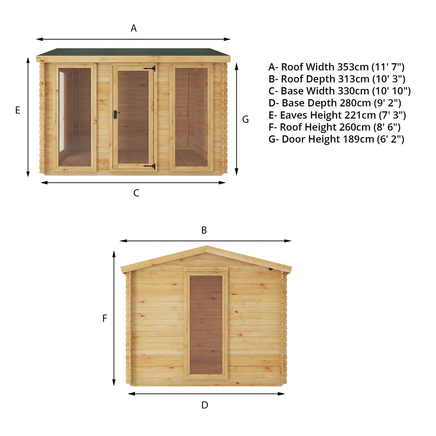 3.5M X 3M Log Cabin - 19Mm