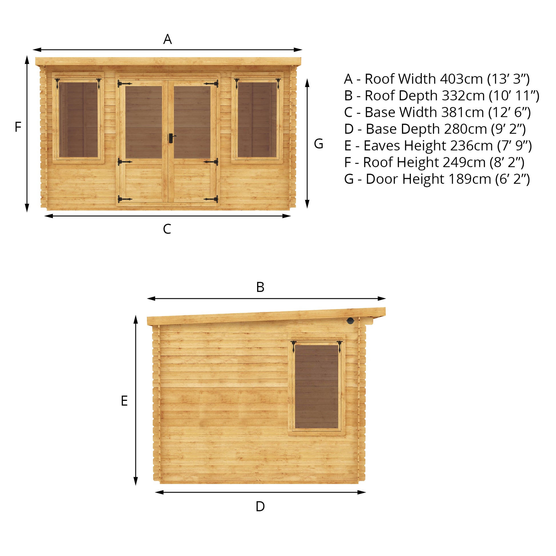 4M X 3M Pent 19Mm Log Cabin