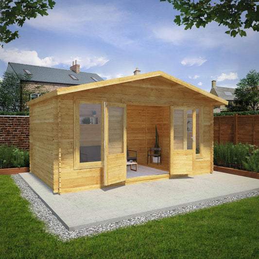 5M X 3M Retreat Log Cabin - 34Mm Double Glazed