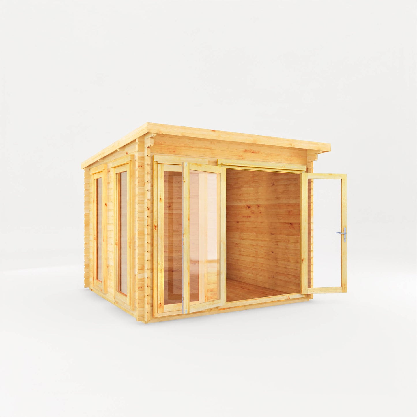 3M X 3M Studio Pent Log Cabin - 28Mm