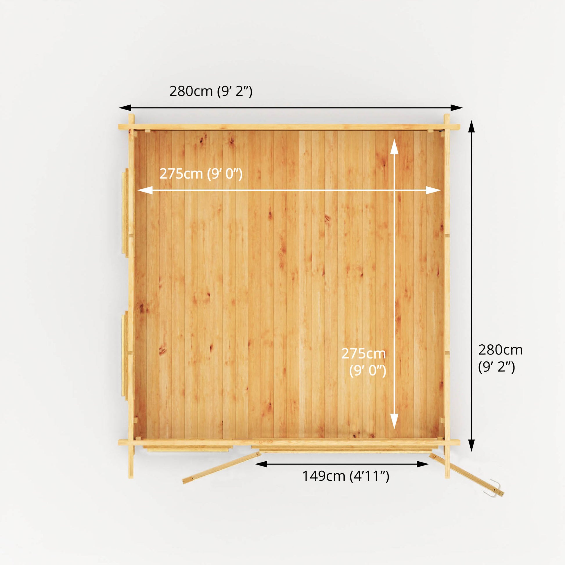 3M X 3M Studio Pent Log Cabin - 34Mm