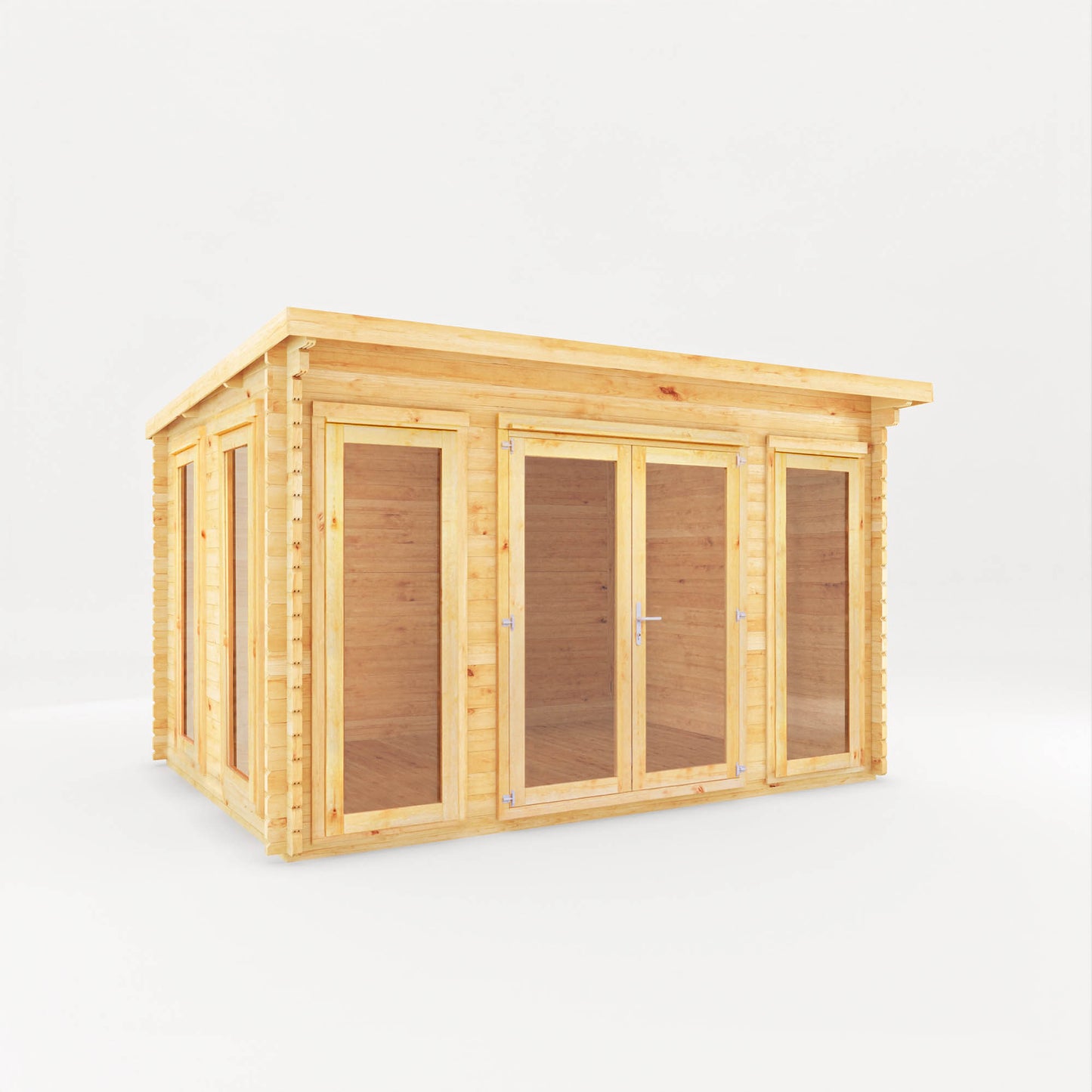 4M X 3M Studio Pent Log Cabin - 28Mm