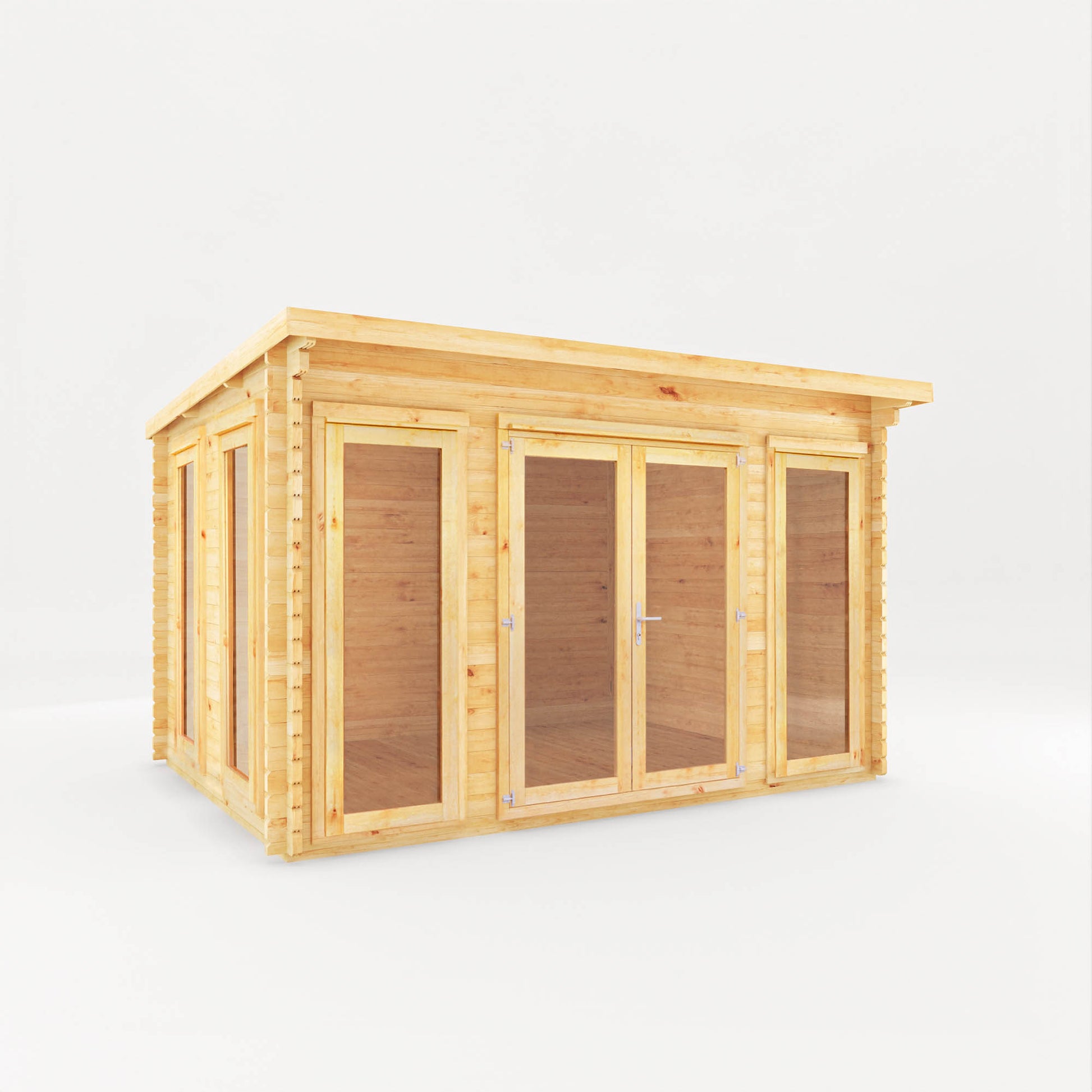 4M X 3M Studio Pent Log Cabin - 28Mm