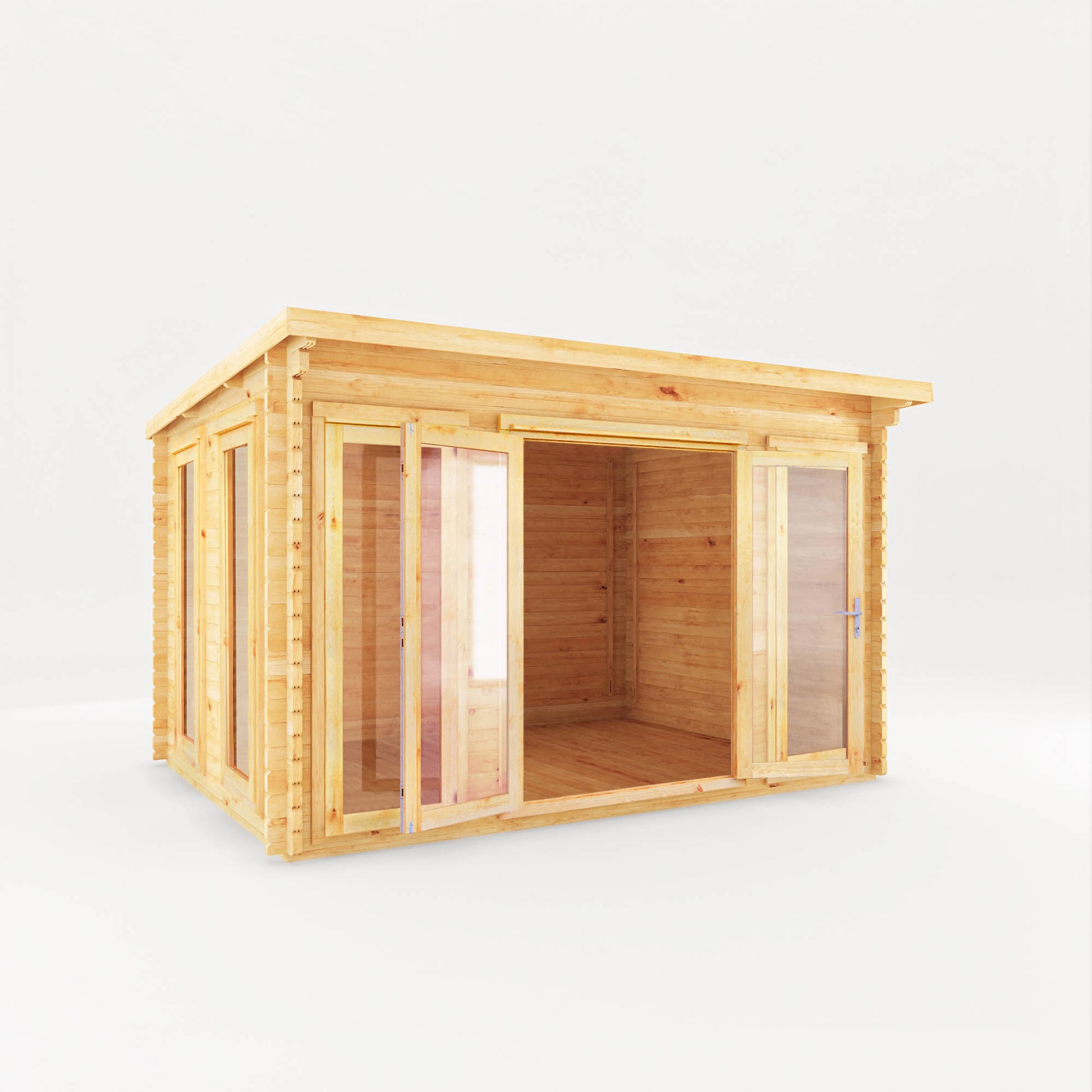 4M X 3M Studio Pent Log Cabin - 28Mm