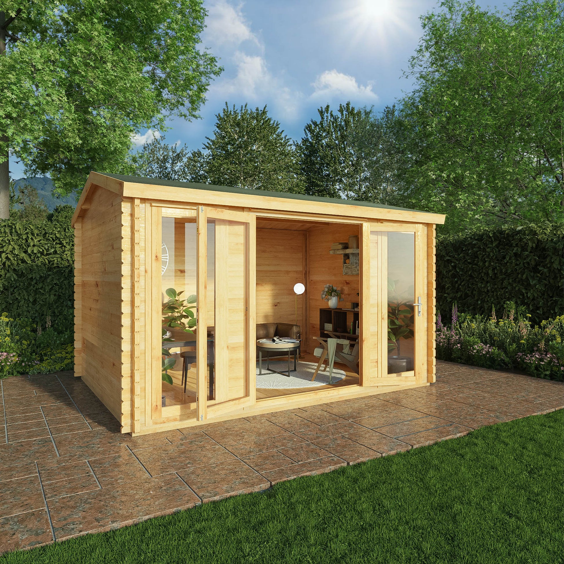 4M X 3M Home Office Director Log Cabin - 34Mm