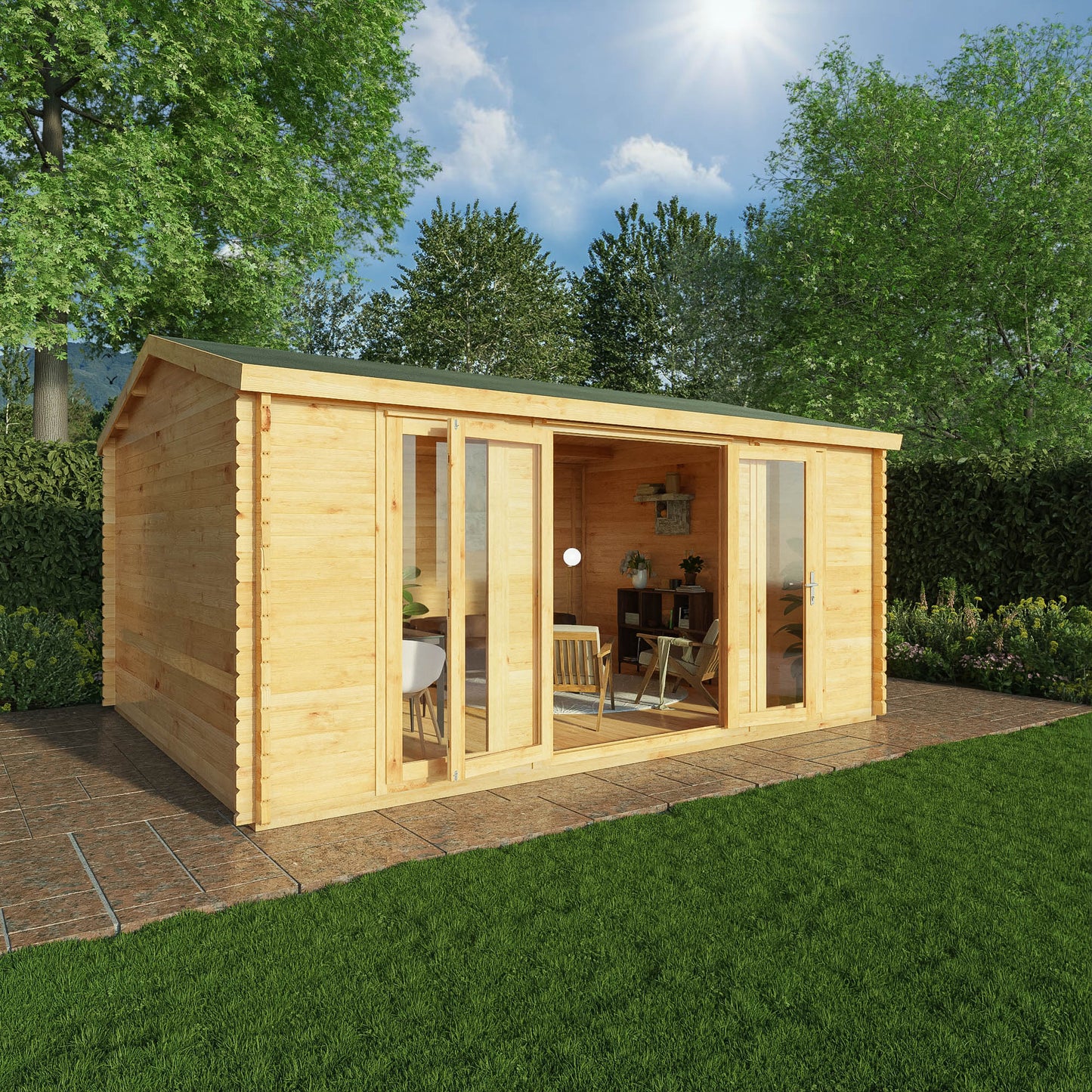 5M X 4M Home Office Director Log Cabin - 28Mm